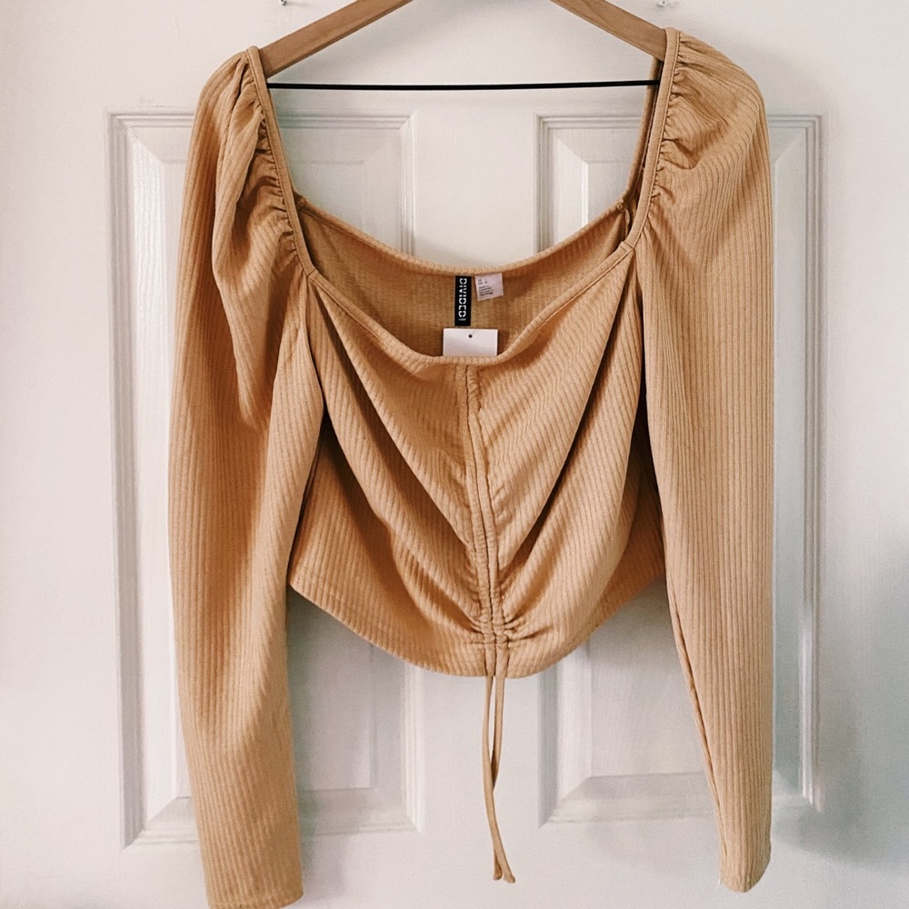 H&M Ribbed Drawstring Top